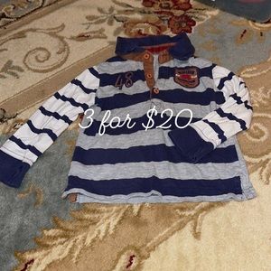 Little rebel striped long sleeve collared shirt  18-24M 3itemsfor$20